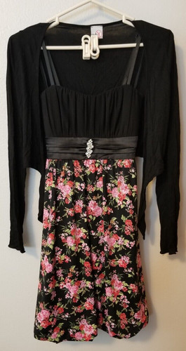 Deb black floral party bubble - deb,
